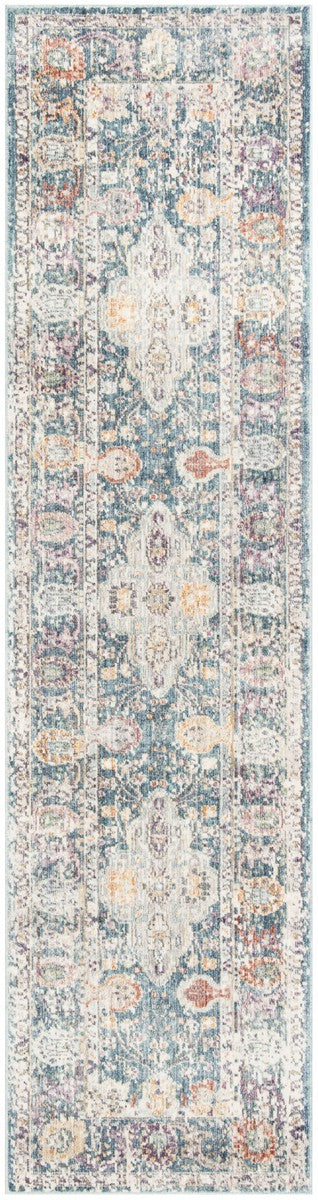 Safavieh Illusion Power Loomed Cotton Backing Rugs In Teal / Cream