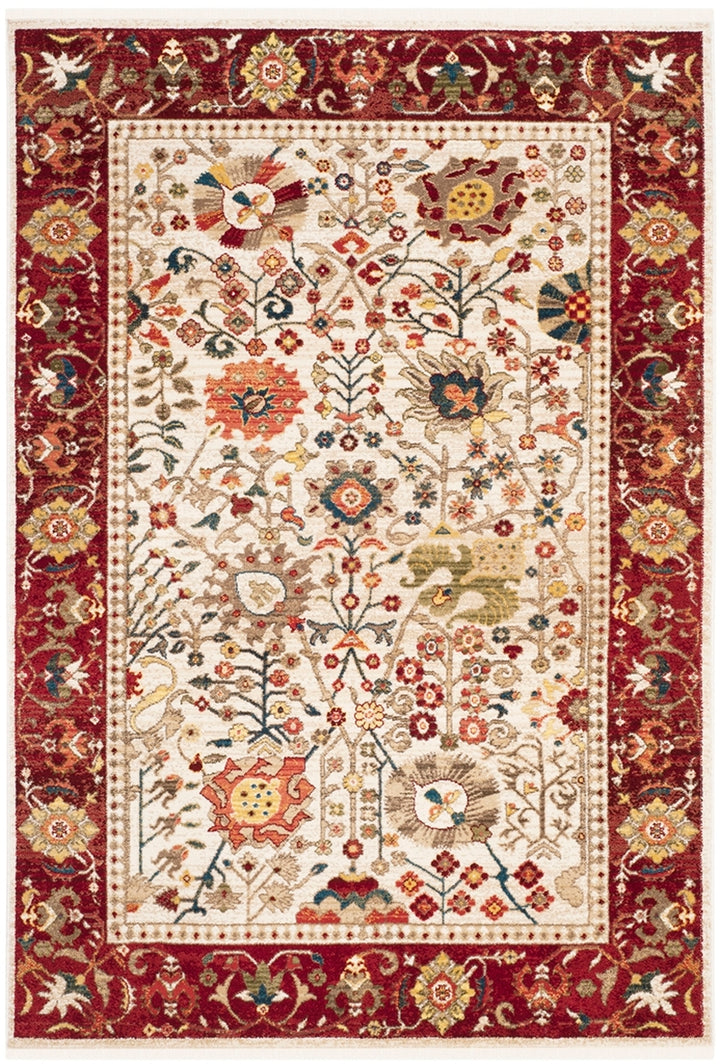 Safavieh Kashan Power Loomed Cotton Backing Rugs In Ivory / Red