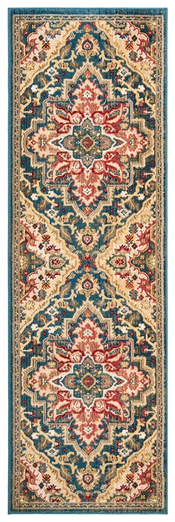 Safavieh Kashan Power Loomed Cotton Backing Rugs In Blue / Beige