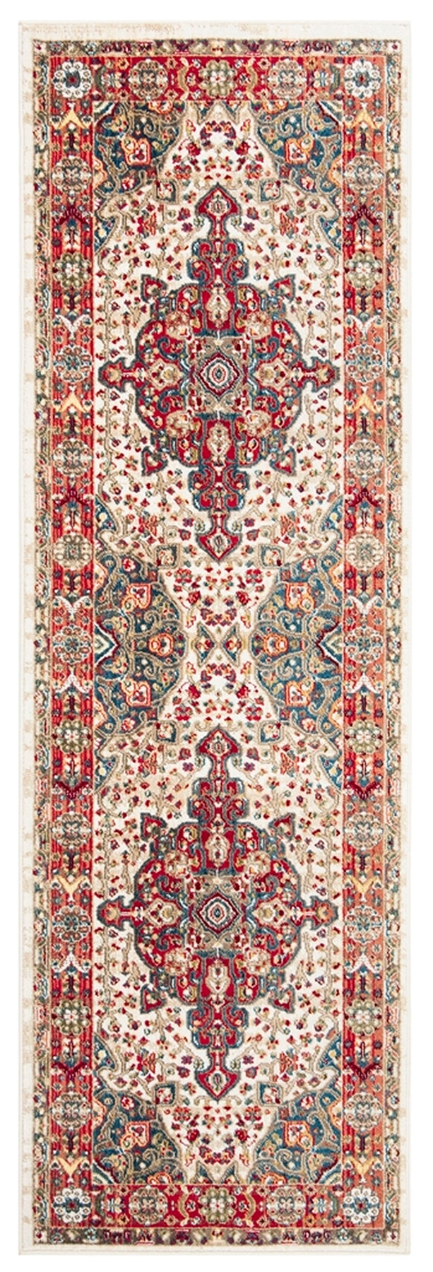 Safavieh Kashan Power Loomed Cotton Backing Rugs In Ivory / Blue