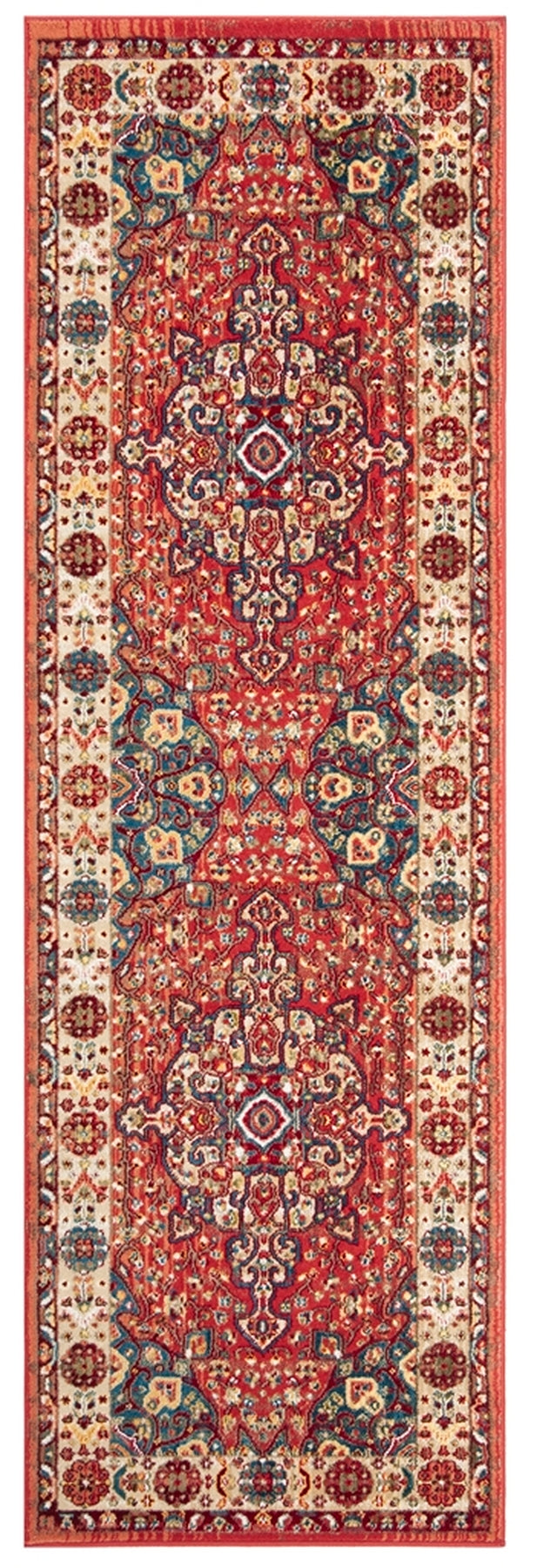 Safavieh Kashan Power Loomed Cotton Backing Rugs In Red / Ivory