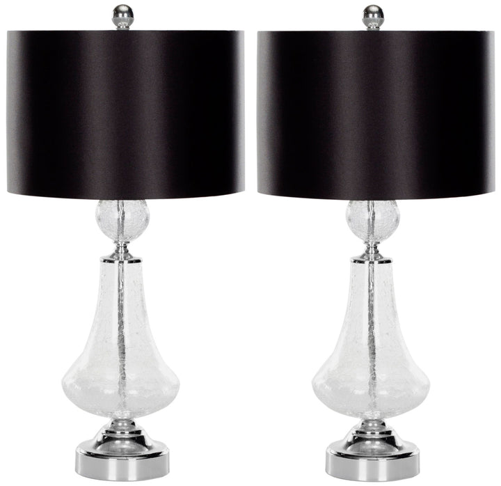 Safavieh Clear 25.5-Inch H Crackle Glass Table Lamp/Black Satin Shade