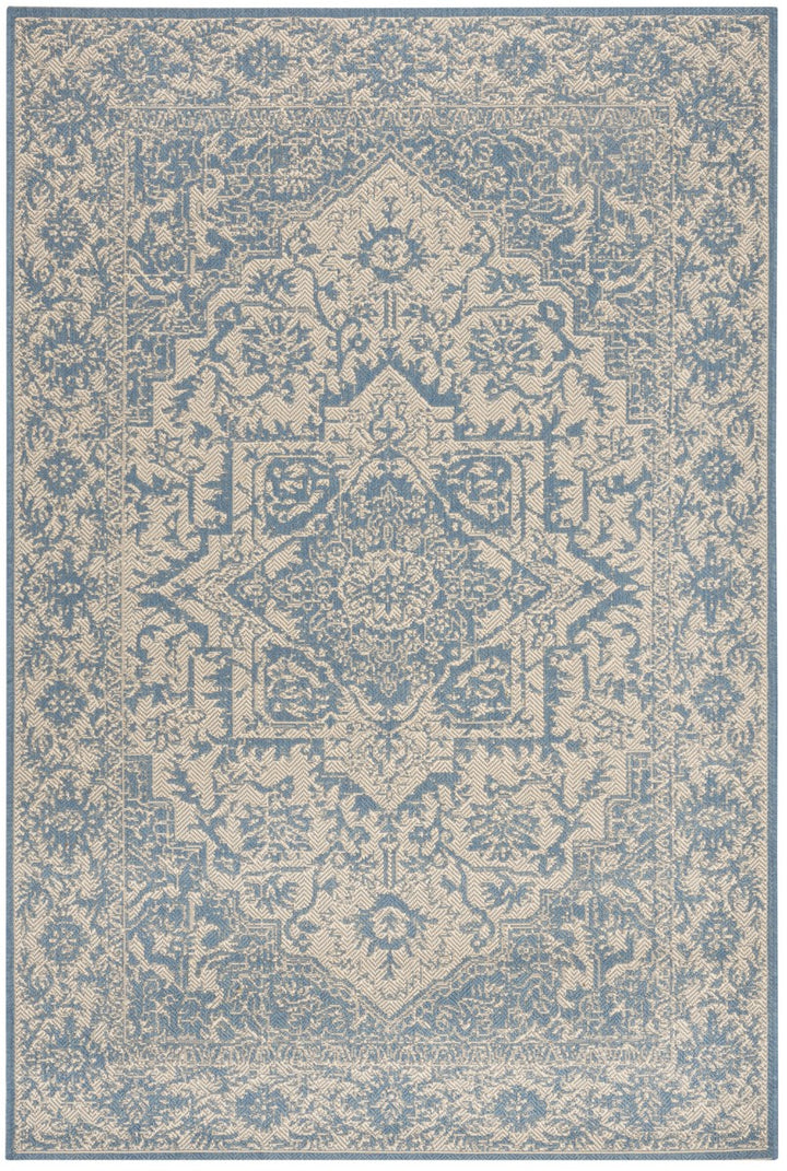 Safavieh Linden 100 Power Loomed Rugs In Cream / Blue