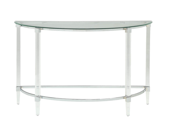 ACME Reva Sofa Table, Clear Acrylic, Chrome & Clear Glass