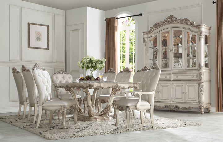 ACME Gorsedd Dining Table w/Pedestal, Antique White (1Set/2Ctn)