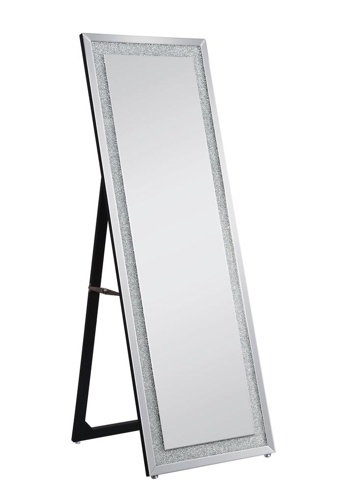 ACME Nowles Accent Mirror (Floor), Mirrored & Faux Stones