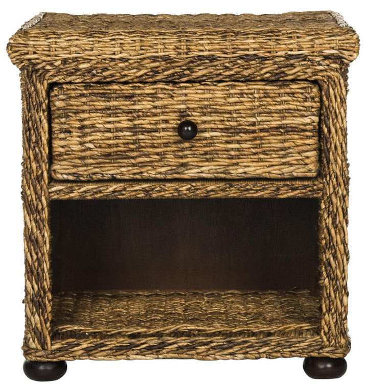 Safavieh Magi Natural Brown Wicker Nightstand With Drawer And 8"H Storage