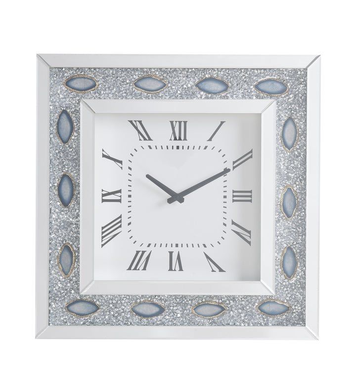 ACME Sonia Wall Clock, Mirrored & Faux Agate
