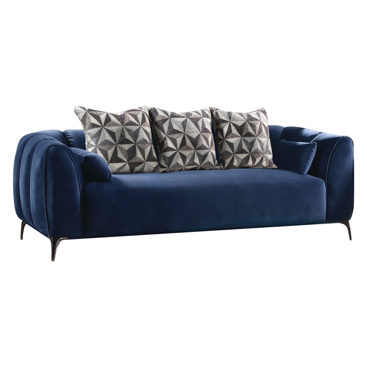 ACME Hellebore Sofa w/5 Pillows, Blue Velvet